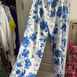 Floral Blue and White Pants